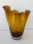 Mid-Century Modern Polish Handblown Amber Artglass Freeform Rim Vase – 9.75” For Sale - Image 3 of 8