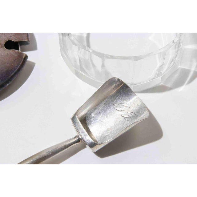 Italian Silver-Plate and Crystal Condiment Jar with Scoop, 1950s, Set of 2 For Sale - Image 4 of 6