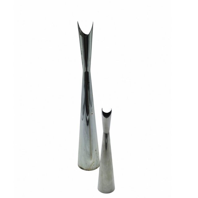 Mid-Century Modern Cardinale Silver-Plate Vases by Lino Sabattini for Christofle, Italy, 1950s, Set of 2 For Sale - Image 3 of 11