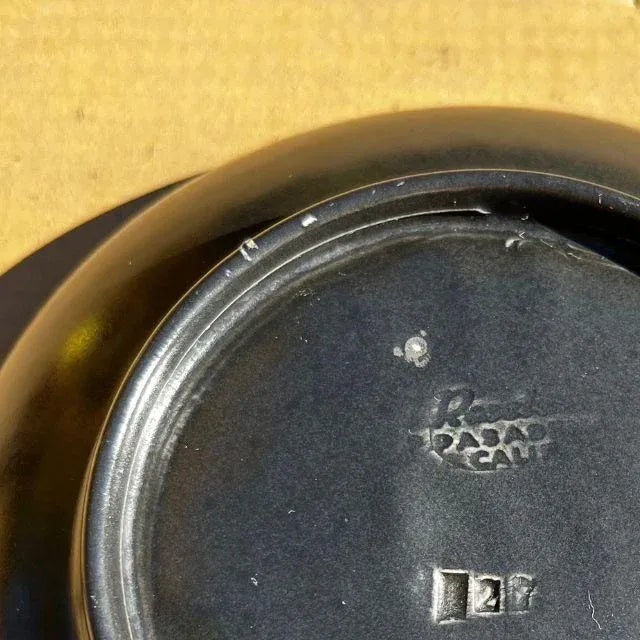 Ceramic Mid-Century, Roselane Pink and Aqua Marine Line Dish For Sale - Image 7 of 9