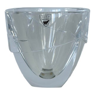 Vintage Orrefors Sweden “Lancelot” Heavy Crystal Votive / Bowl by Nils Landberg For Sale