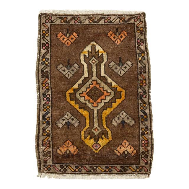 Vintage Mid Century Hand-Knotted Rug For Sale