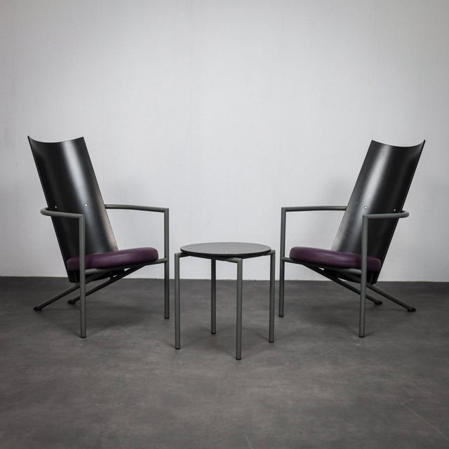 Vintage Lounge Chairs with Side Table, 1980s, Set of 3 For Sale - Image 12 of 12