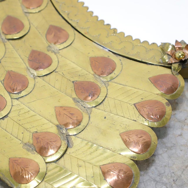1960s Mexican Brass Peacock Motif Wall Mirror For Sale - Image 4 of 4