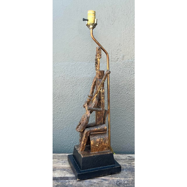 Vintage Cubist Figural Lamp For Sale - Image 4 of 12