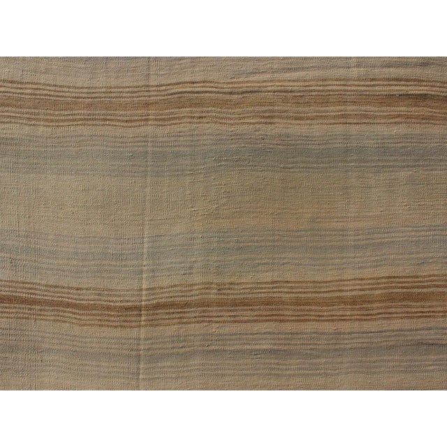 Tan Turkish Vintage Kilim Rug With in Tan, Taupe, Gray Blue, and Earth Tones For Sale - Image 8 of 11