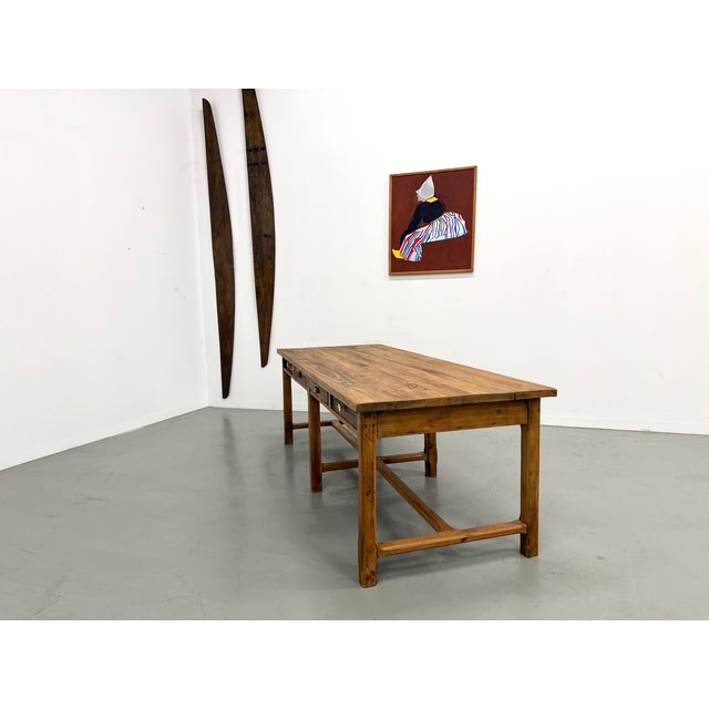 Wood Farmhouse Table in Pine, 1950s For Sale - Image 7 of 18