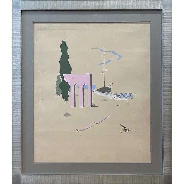 Paper Watercolor by Boris Lacroix, France, Art Deco, 1930s For Sale - Image 7 of 7