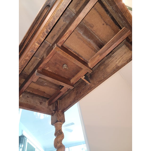 1940s Oak Fold Top Barley Twist Card Table For Sale - Image 9 of 12