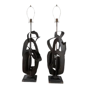 Monumental Brutalist Lamps by Richard Barr - a Pair