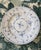 A charming antique German porcelain plate with fluted body and decorated in cobalt blue stylized flowers, scrolling...