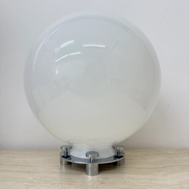 Glass and Chrome Model 752 Table Lamp attributed to Martinelli Luce, Italy, 1970s For Sale - Image 11 of 18