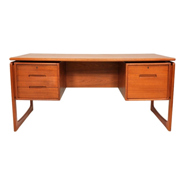 Danish Modern Floating-Top Teak Desk With Bookcase by Dyrlund For Sale