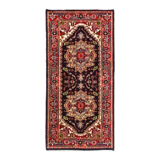 Pasargad DC Fine Hand Knotted Navy Blue Runner Rug For Sale