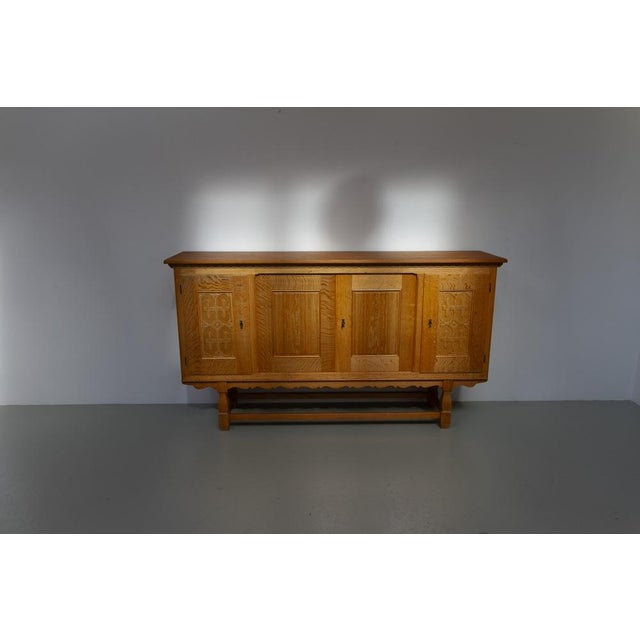 Wood Mid-Century Brutalist Danish Oak Sideboard by Henning Kjærnulf for EG, 1960s For Sale - Image 7 of 18