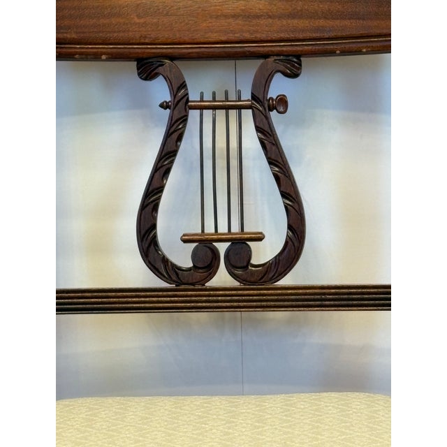 Mid-Century Duncan Phyfe Style Carved Mahogany Lyre Back Side Chairs - A Pair For Sale - Image 11 of 12