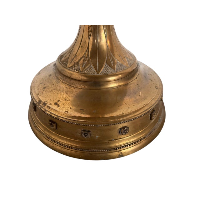 Early 20th Century Monumental Gothic Revival Brass Floor Candlestick, Circa 1900 For Sale - Image 5 of 12