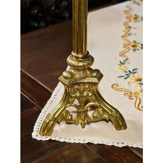 19th Century Neo-Gothic Brass Candlesticks, Set of 2 For Sale - Image 6 of 12