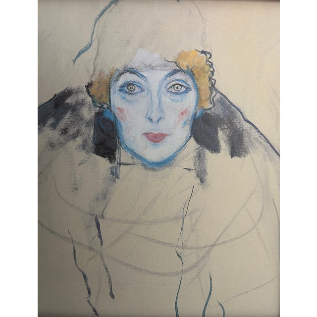 A striking framed bookplate featuring Gustav Klimt’s unfinished portrait Amalie Zuckerkandl, painted in 1917–18. This...
