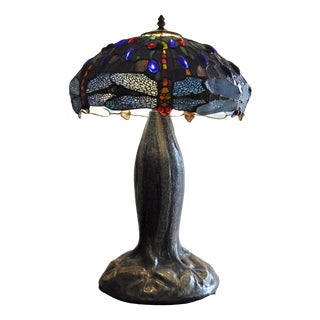 Table Lamp by H Javaux in the Style of Tiffany For Sale
