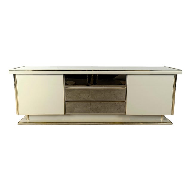 Vintage Brass and Lacquer Sideboard, 1970s For Sale