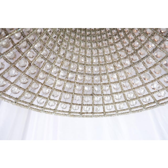 Metal 1970s French Bell Shaped Glass Pendant Chandelier, Beaded Metal For Sale - Image 7 of 13