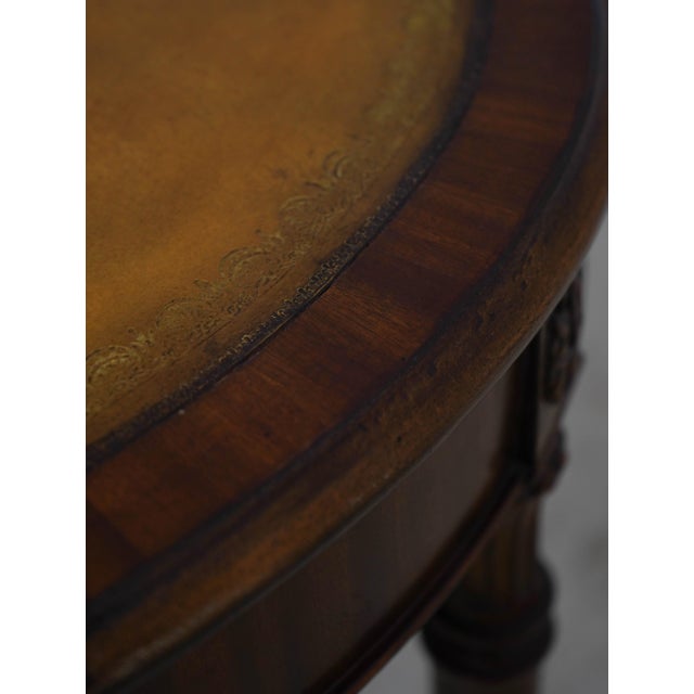 Maitland Smith Oval Leather Top Regency End Table For Sale - Image 11 of 14