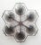 Italian midcentury flush mount with six smoky Murano glass shades carefully hand blown with bubbles inside the glass using...