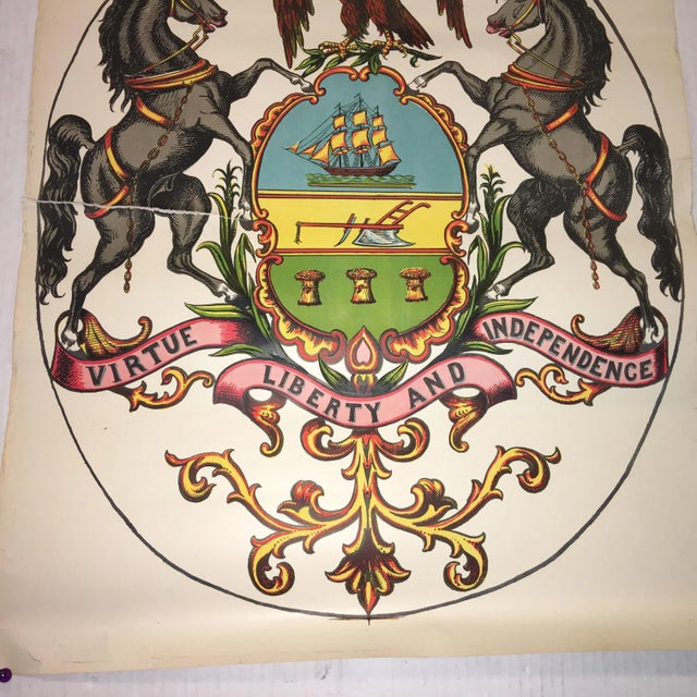 Early 20th Century Antique Pennsylvania Coat of Arms Lithograph Print For Sale - Image 4 of 11