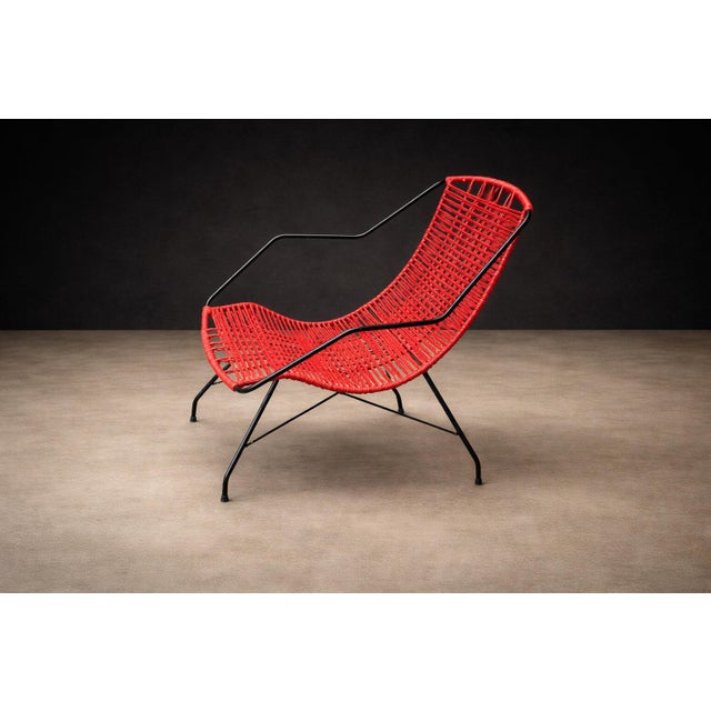 Brazilian Modern Red Synthetic Rope and Iron Armchair, Forma, Brazil, 1950s For Sale - Image 12 of 15