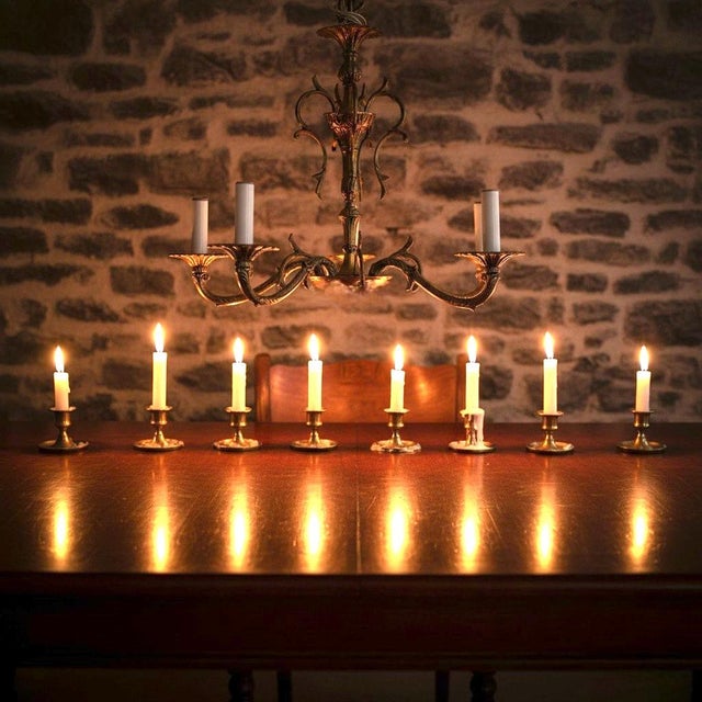 Vintage Hollywood Regency Brass Chandelier 5 Light-Gothic Spanish Revival-as Is For Sale - Image 11 of 11