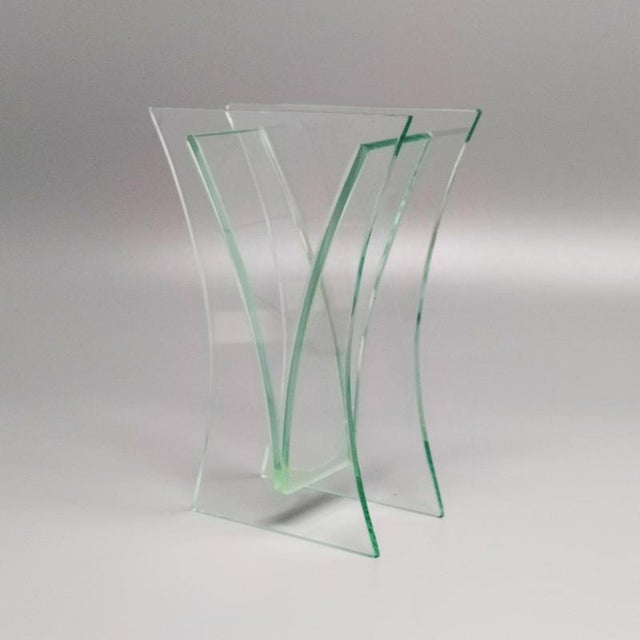 1960s Astonishing Vase in acid crystal, aquamarine color. Made in Italy The item is in excellent condition. Dimensions:...