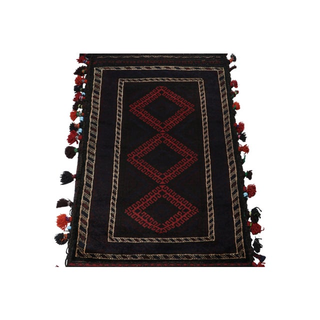 2010s Rug & Kilim’s Baluch Scatter Rug in Dark Purple, Red and Blue Geometric Patterns For Sale - Image 5 of 8