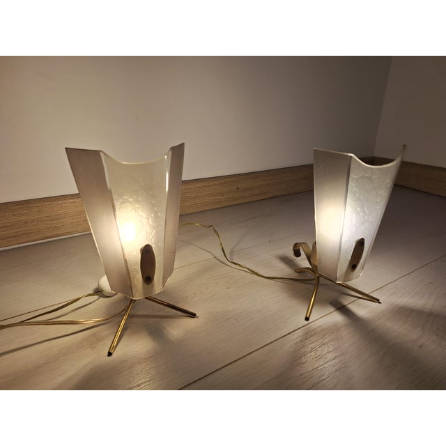 Brass Table Lamps with Etched Glass from Stilnovo, 1950s, Set of 2 For Sale - Image 16 of 18