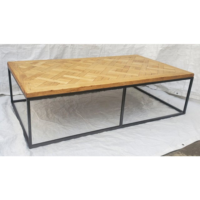 Van Thiel Vintage Modern Industrial Steel Frame & Wood Large Coffee Table by Van Thiel & Co. For Sale - Image 4 of 13