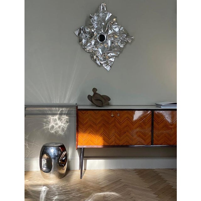 Vintage Italian Chest of Drawers in Chevron Wood Veneer For Sale - Image 6 of 14