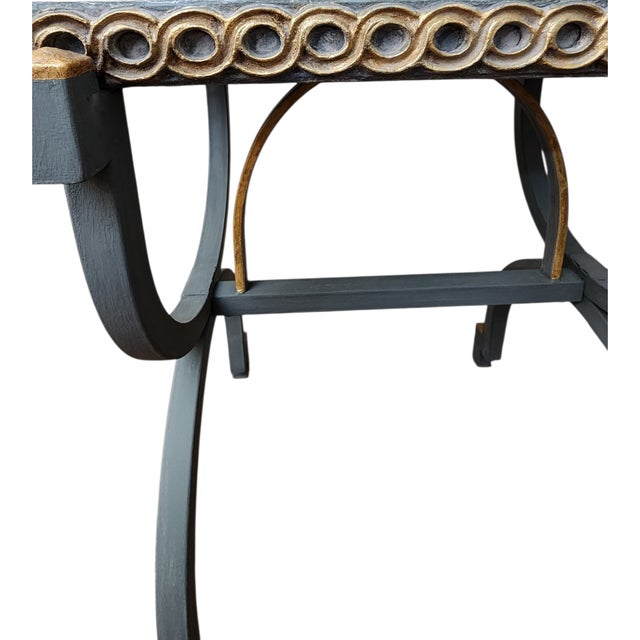 Hollywood Regency One-of-a-Kind Hand-Painted European Patina Accent Table With Gesso Finish & Gilded Detail For Sale - Image 3 of 7