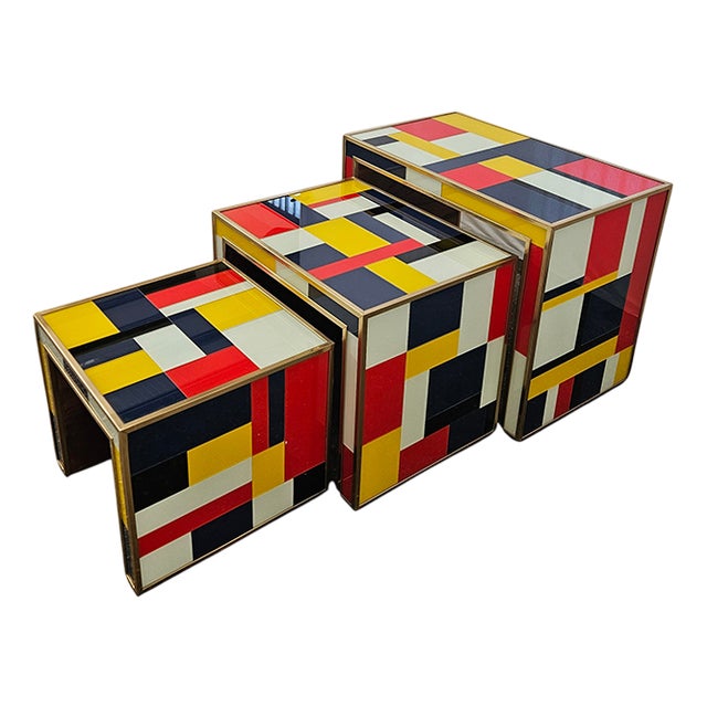 Vintage Glass Tables, 1980s, Set of 3 For Sale