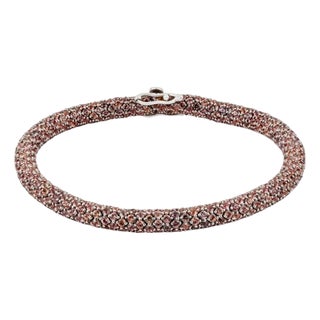 Orange Sapphire Sterling Silver Bracelet in Classic Rope Design For Sale