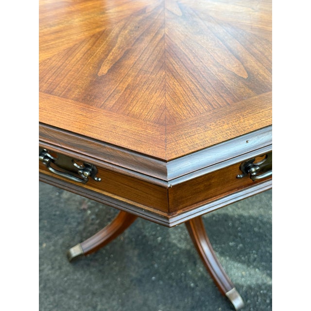 1990s Vintage English Regency Cherry Wood Octagonal Drum Table For Sale - Image 5 of 11