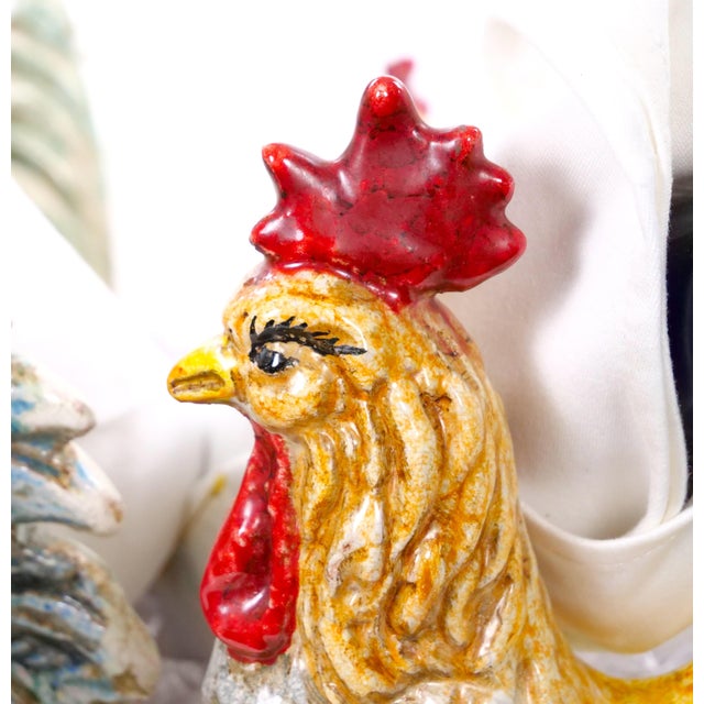 Large Mid-20th Century Italian Oval Rooster Polychrome Six-Bottle Wine Cooler For Sale - Image 12 of 15