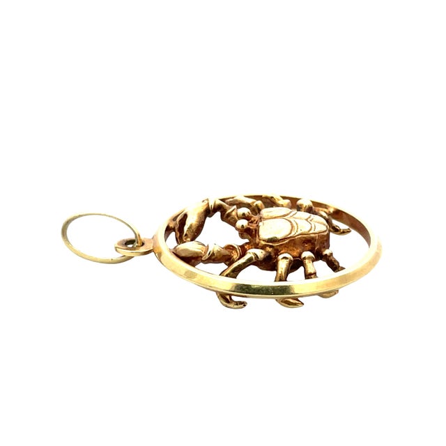 Modern 14k Yellow Gold Cancer Zodiac Crab Pendant For Sale - Image 3 of 4