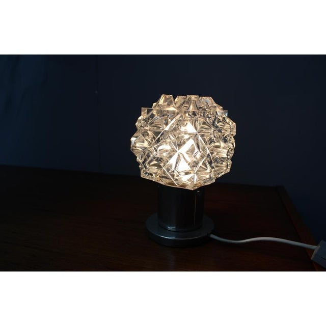 Mid-Century Modern Czech Crystal Glass Table Lamp, 1970s For Sale - Image 10 of 12