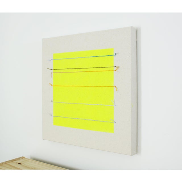 Contemporary Original Painting | Neon Yellow Minimalist Abstract Painting, 16 X 16 In. For Sale - Image 3 of 3
