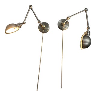 Restoration Hardware Academy Task Swing-Arm Sconces, Pair For Sale