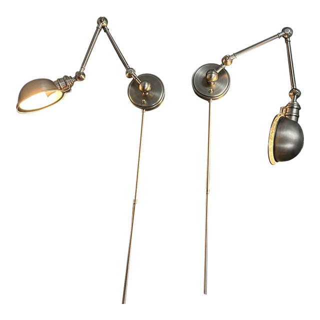 Restoration Hardware Academy Task Swing-Arm Sconces, Pair For Sale