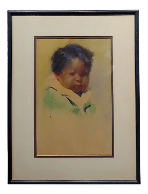 1916 Taos Painting, Portrait of a Pueblo Boy by Gerald Cassidy