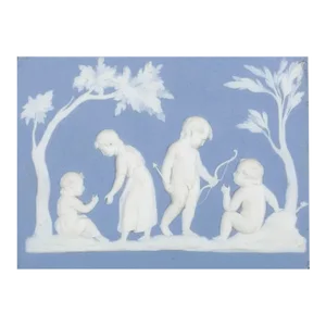 Late 18th Century Wedgwood Pale Blue Jasperware Rectangular Wall Plaque