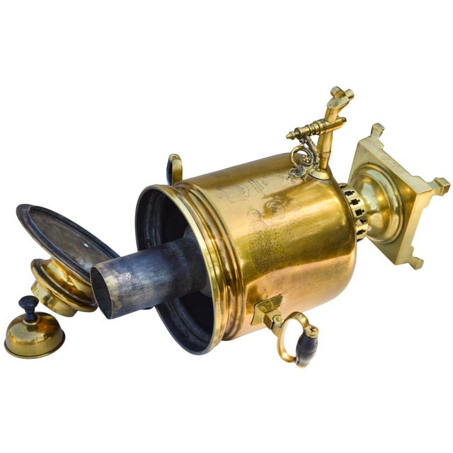 Early 20th Century Handmade & Dated Russian Brass Samovar With Stamps For Sale - Image 13 of 14