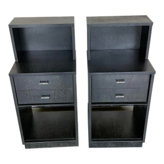 Mid Century Modern Cerused Ebonized Oak Nightstands, A Pair For Sale